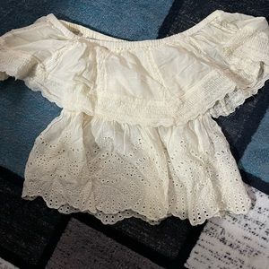 Cute ivory off the shoulder flowy top